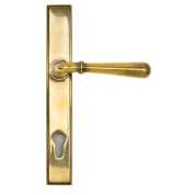Newbury Slimline Lever Handle Pair Espag. Lock Set Brass Door